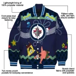 custom winnipeg jets spongebob playtime blue varsity jacket best selling