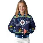 custom winnipeg jets spongebob playtime blue varsity jacket best selling