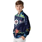 custom winnipeg jets spongebob playtime blue varsity jacket best selling
