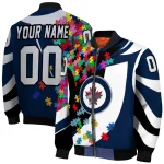 custom winnipeg jets stars and stripes slashes blue bomber jacket best selling