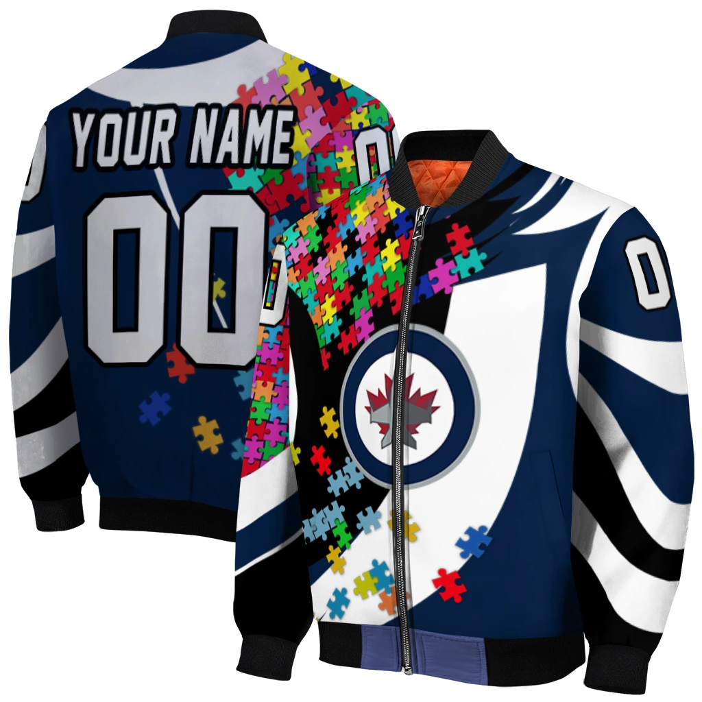 custom winnipeg jets stars and stripes slashes blue bomber jacket best selling custom winnipeg jets stars and stripes slashes blue bomber jacket best selling