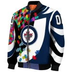 custom winnipeg jets stars and stripes slashes blue bomber jacket best selling