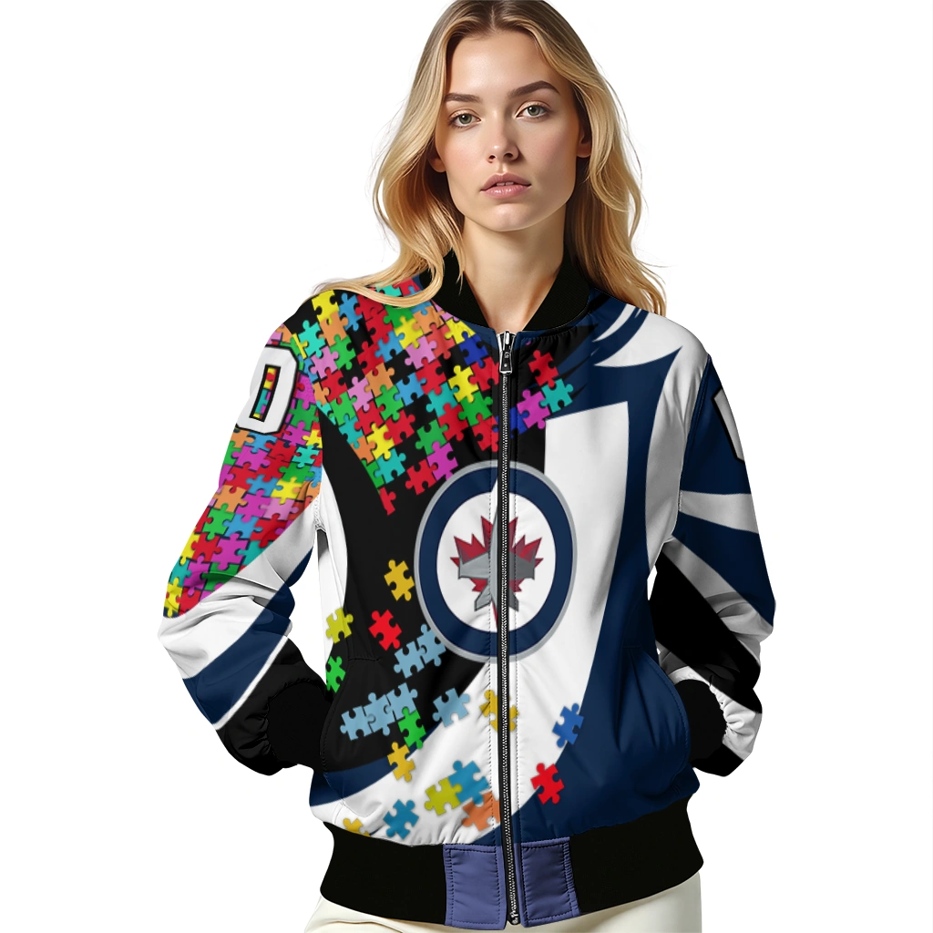 custom winnipeg jets stars and stripes slashes blue bomber jacket latest model custom winnipeg jets stars and stripes slashes blue bomber jacket latest model