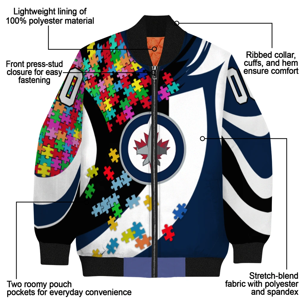 custom winnipeg jets stars and stripes slashes blue bomber jacket new arrival custom winnipeg jets stars and stripes slashes blue bomber jacket new arrival