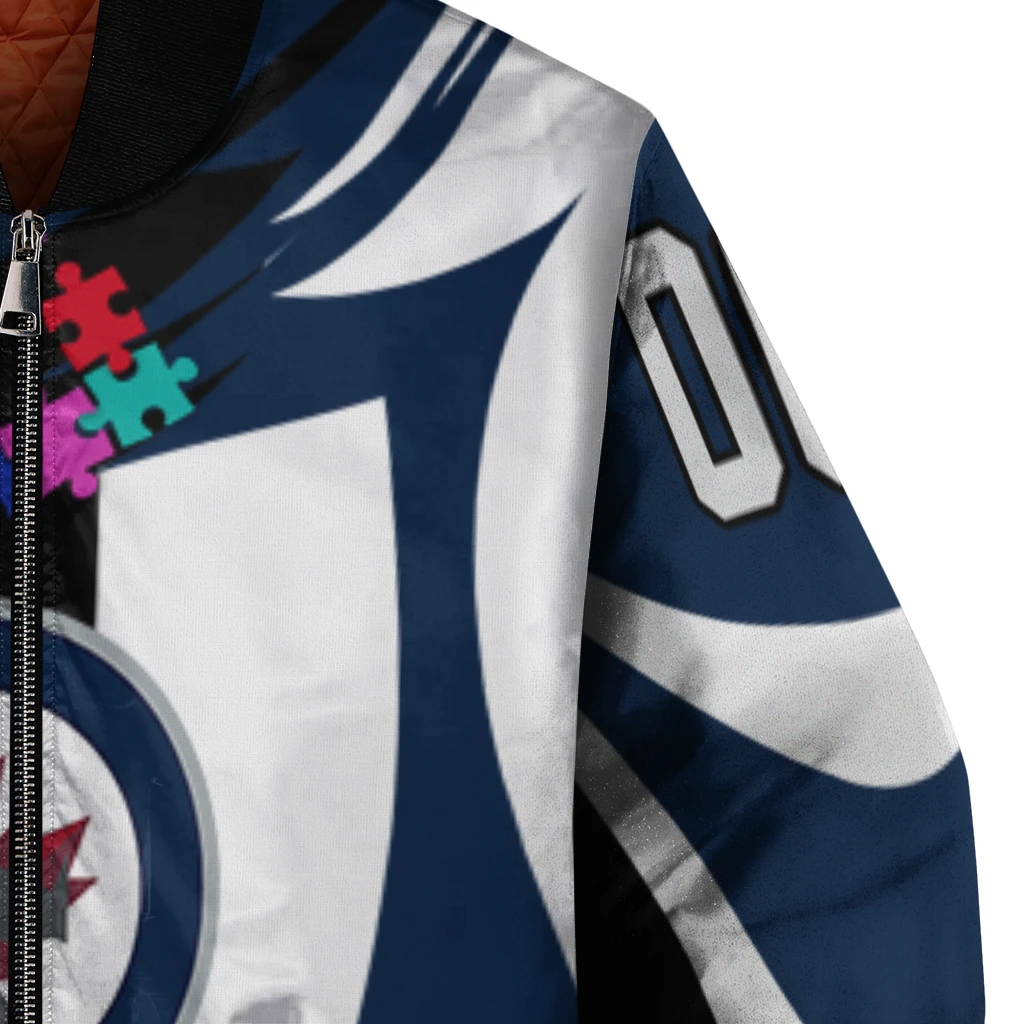 custom winnipeg jets stars and stripes slashes blue bomber jacket premium grade custom winnipeg jets stars and stripes slashes blue bomber jacket premium grade