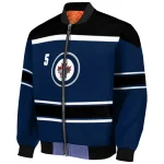 custom winnipeg jets stripe statement blue black bomber jacket best selling