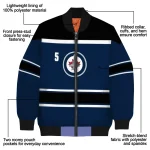 custom winnipeg jets stripe statement blue black bomber jacket best selling
