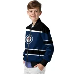 custom winnipeg jets stripe statement blue black bomber jacket best selling