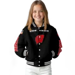 custom wisconsin badgers american flag skull black varsity jacket best selling