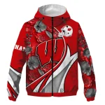 custom wisconsin badgers blossoms helmet red windbreaker jacket best selling