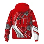 custom wisconsin badgers blossoms helmet red windbreaker jacket best selling