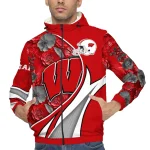 custom wisconsin badgers blossoms helmet red windbreaker jacket best selling