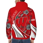custom wisconsin badgers blossoms helmet red windbreaker jacket best selling