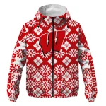 custom wisconsin badgers geometric blossom red windbreaker jacket best selling
