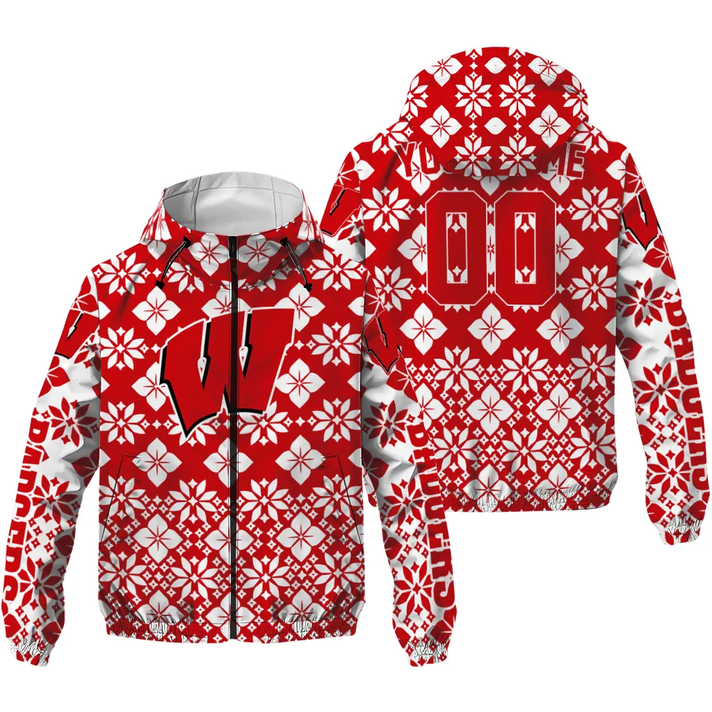 custom wisconsin badgers geometric blossom red windbreaker jacket high quality custom wisconsin badgers geometric blossom red windbreaker jacket high quality