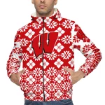 custom wisconsin badgers geometric blossom red windbreaker jacket best selling