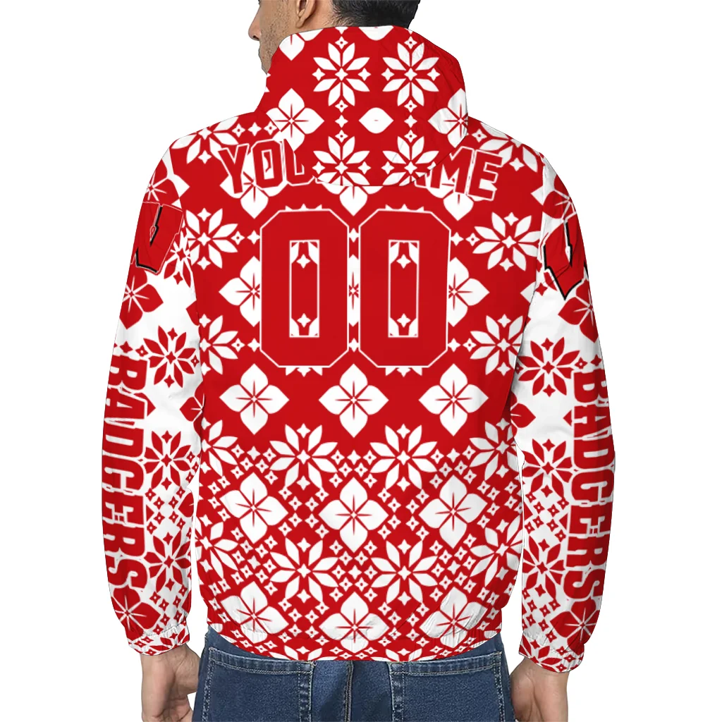 custom wisconsin badgers geometric blossom red windbreaker jacket trendy custom wisconsin badgers geometric blossom red windbreaker jacket trendy