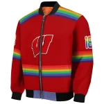 custom wisconsin badgers rainbow jersey number red bomber jacket best selling