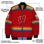 custom wisconsin badgers rainbow jersey number red bomber jacket best selling