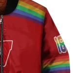 custom wisconsin badgers rainbow jersey number red bomber jacket best selling