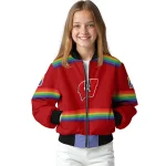 custom wisconsin badgers rainbow jersey number red bomber jacket best selling