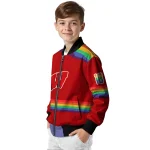 custom wisconsin badgers rainbow jersey number red bomber jacket best selling