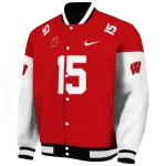 custom wisconsin badgers team patch red varsity jacket best selling