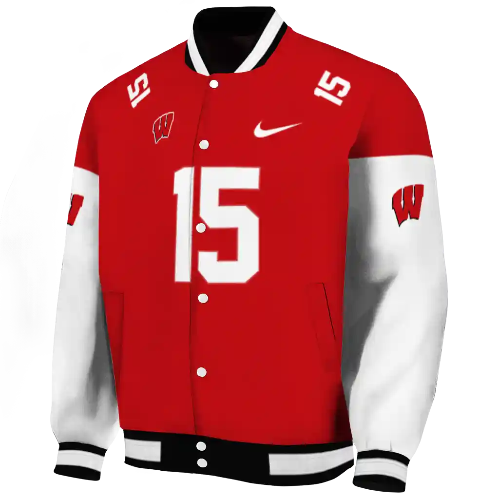 custom wisconsin badgers team patch red varsity jacket best selling custom wisconsin badgers team patch red varsity jacket best selling