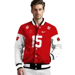 custom wisconsin badgers team patch red varsity jacket best selling