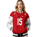 custom wisconsin badgers team patch red varsity jacket best selling