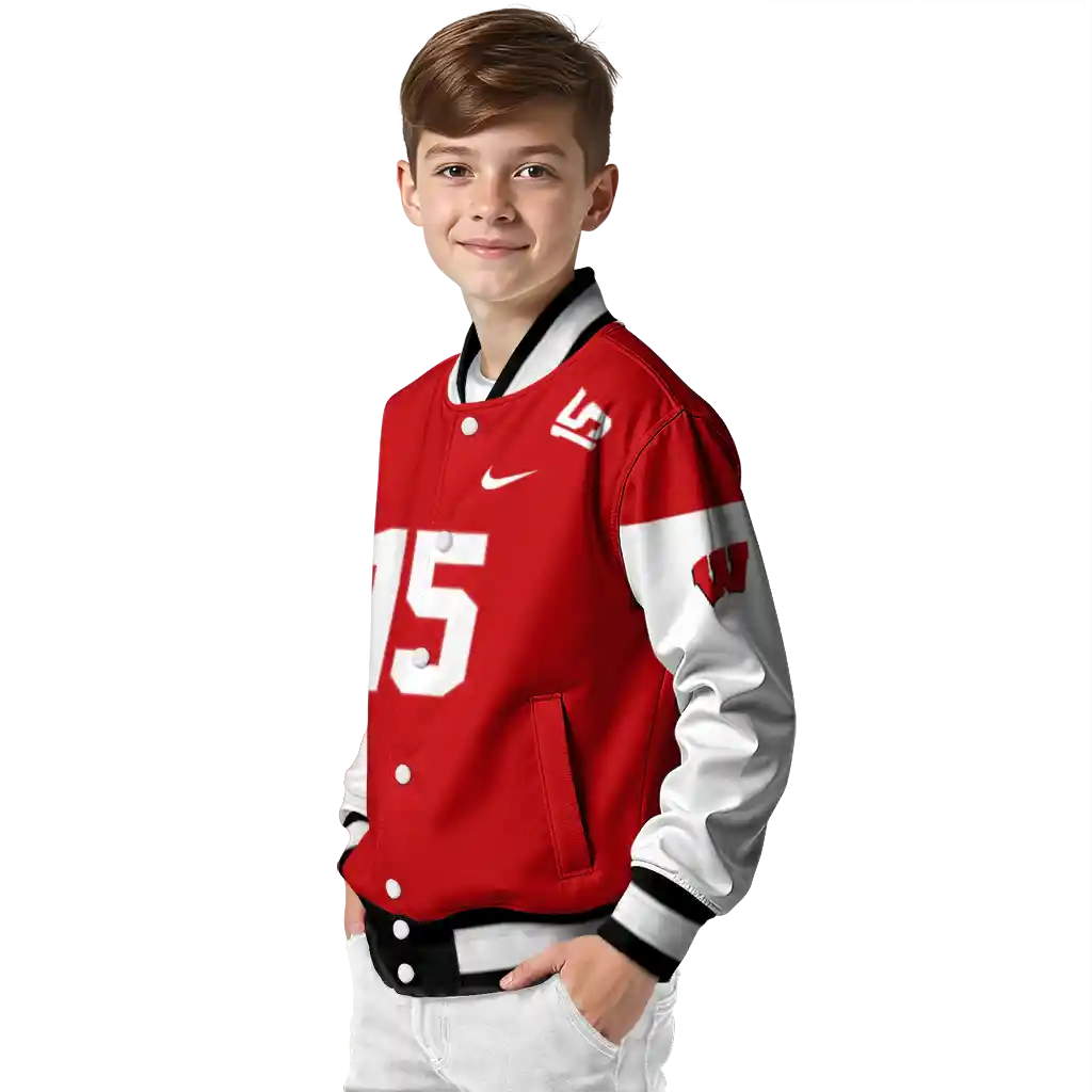 custom wisconsin badgers team patch red varsity jacket trendy custom wisconsin badgers team patch red varsity jacket trendy