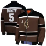 custom wyoming cowboys stripe statement brown black bomber jacket best selling