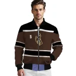 custom wyoming cowboys stripe statement brown black bomber jacket best selling