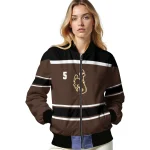 custom wyoming cowboys stripe statement brown black bomber jacket best selling