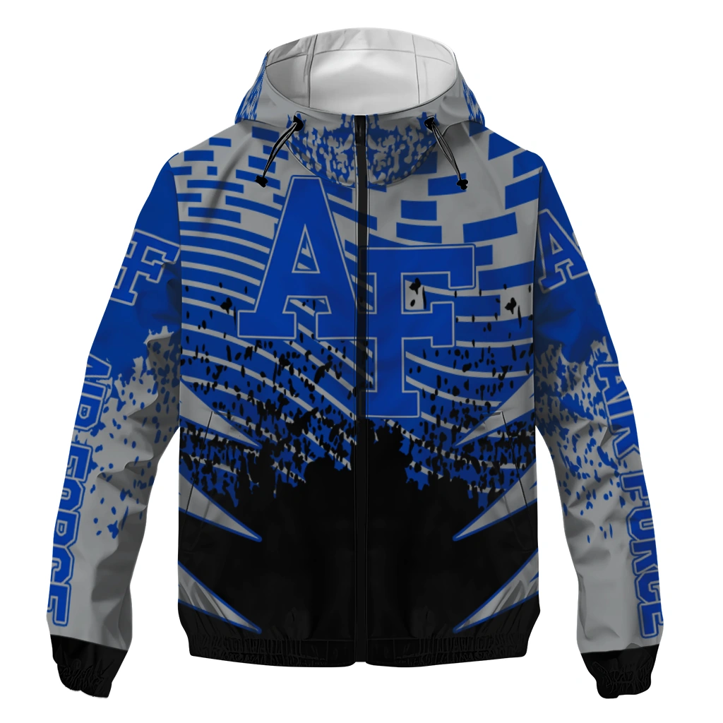 customized air force falcons brick motion blue black windbreaker jacket best selling customized air force falcons brick motion blue black windbreaker jacket best selling