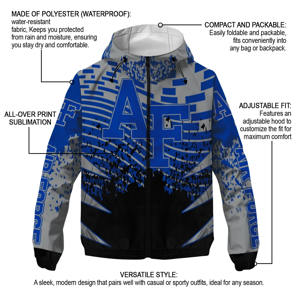 customized air force falcons brick motion blue black windbreaker jacket new arrival customized air force falcons brick motion blue black windbreaker jacket new arrival