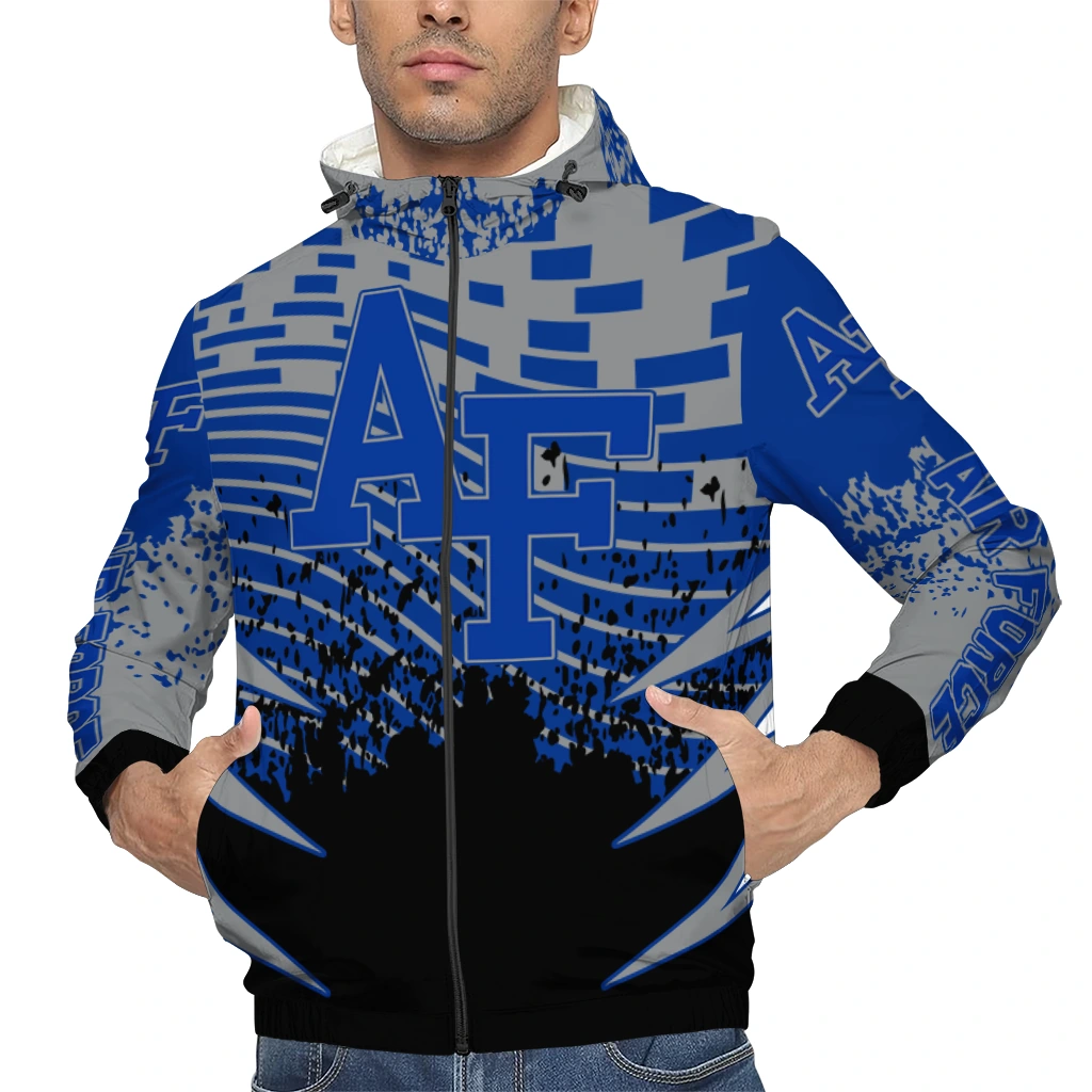 customized air force falcons brick motion blue black windbreaker jacket top rated customized air force falcons brick motion blue black windbreaker jacket top rated