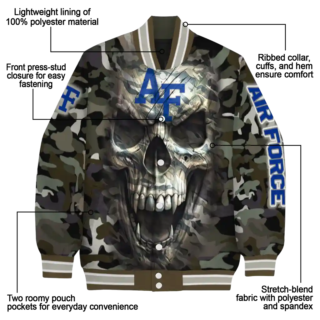 customized air force falcons camouflage skull camouflage varsity jacket new arrival customized air force falcons camouflage skull camouflage varsity jacket new arrival