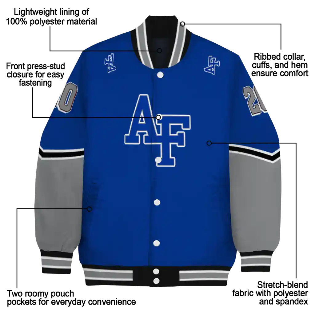 customized air force falcons chevron style blue varsity jacket new arrival customized air force falcons chevron style blue varsity jacket new arrival