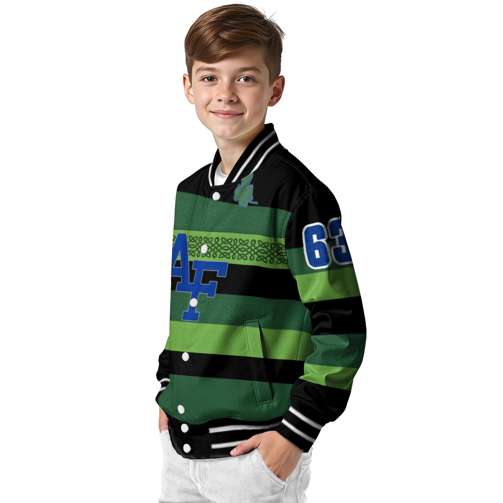 customized air force falcons clover green lines green black varsity jacket trendy customized air force falcons clover green lines green black varsity jacket trendy