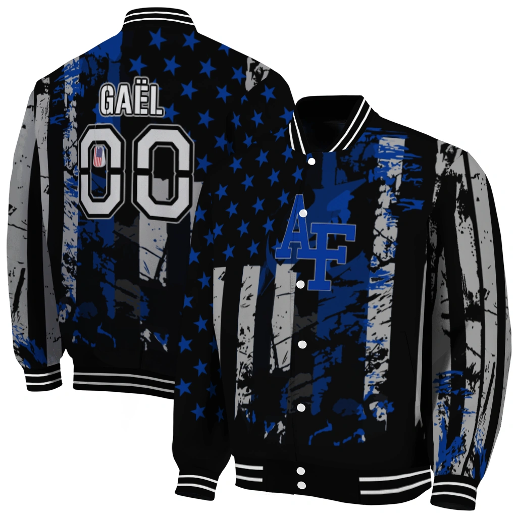 customized air force falcons star stripes blue black varsity jacket fashion forward customized air force falcons star stripes blue black varsity jacket fashion forward
