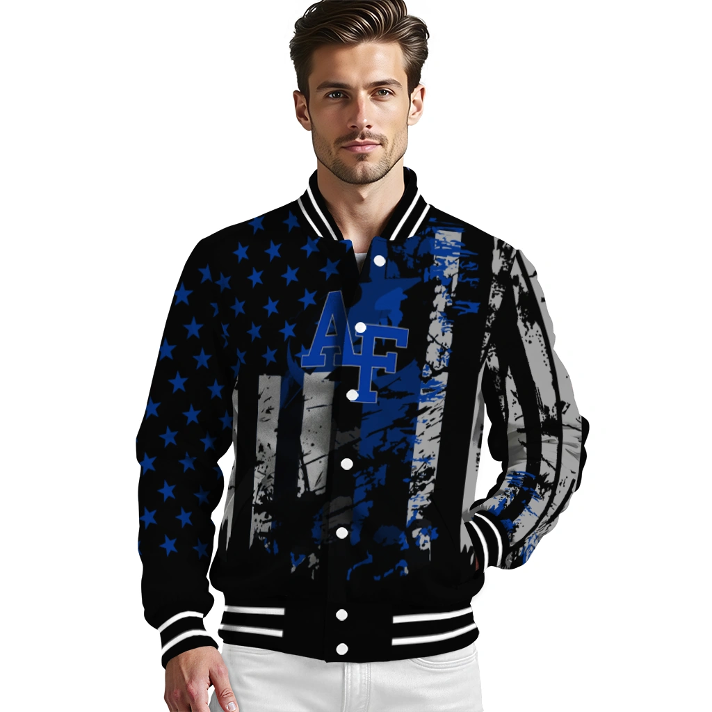 customized air force falcons star stripes blue black varsity jacket high quality customized air force falcons star stripes blue black varsity jacket high quality