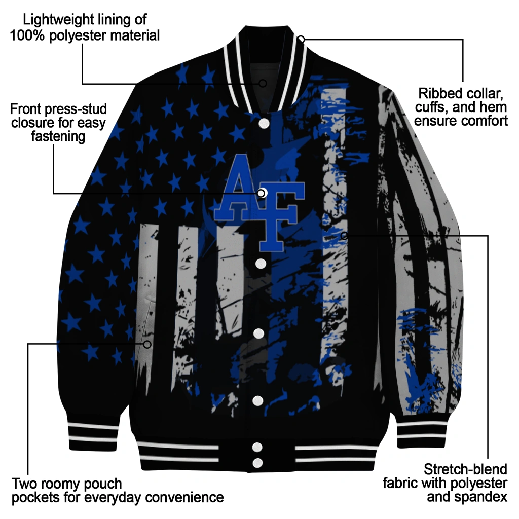 customized air force falcons star stripes blue black varsity jacket new arrival customized air force falcons star stripes blue black varsity jacket new arrival