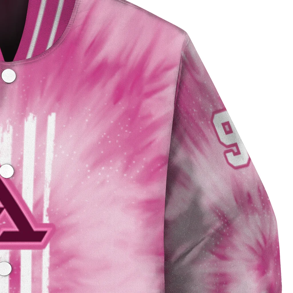 customized akron zips pink tie dye pink varsity jacket premium grade customized akron zips pink tie dye pink varsity jacket premium grade