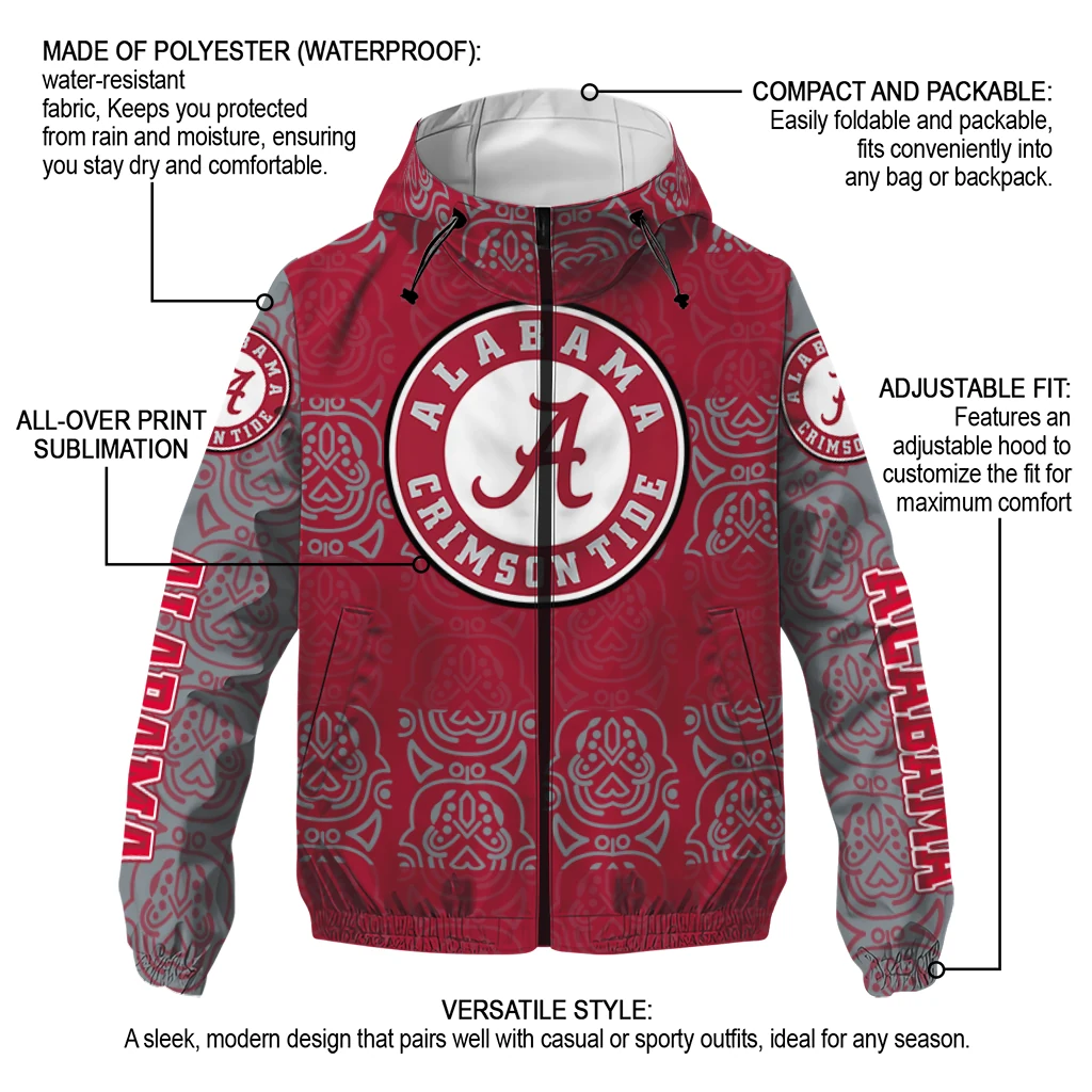 customized alabama crimson tide cat eyes crimson windbreaker jacket new arrival customized alabama crimson tide cat eyes crimson windbreaker jacket new arrival