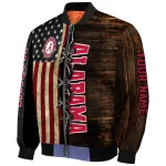 customized alabama crimson tide flag wood brown bomber jacket best selling