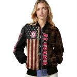customized alabama crimson tide flag wood brown bomber jacket best selling