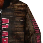 customized alabama crimson tide flag wood brown bomber jacket best selling