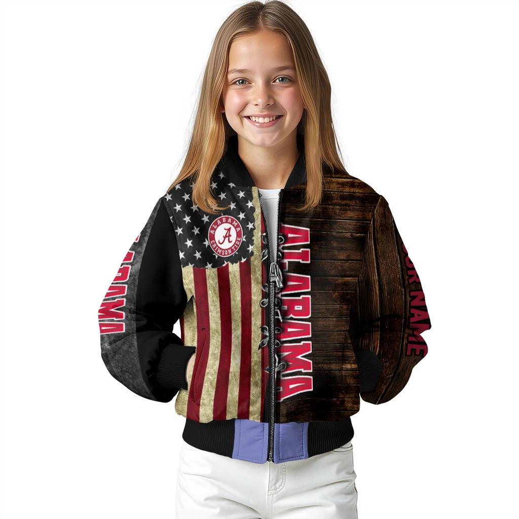 customized alabama crimson tide flag wood brown bomber jacket top rated customized alabama crimson tide flag wood brown bomber jacket top rated