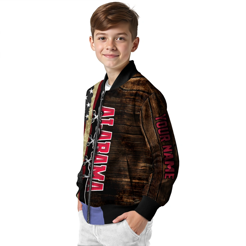 customized alabama crimson tide flag wood brown bomber jacket trendy customized alabama crimson tide flag wood brown bomber jacket trendy